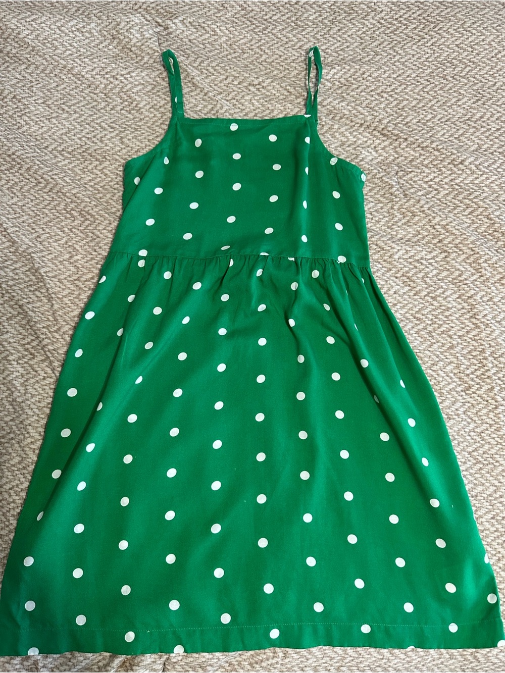 Old Navy Green and White Polka Dot Spaghetti Strap Dress